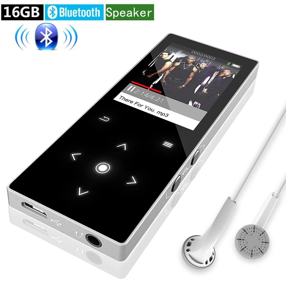 

Hot Sale Touch Key 16GB HIFI Bluetooth MP3 Music Player with Speaker Lossless Metal Body Video Player Support Up to 64GB TF Card