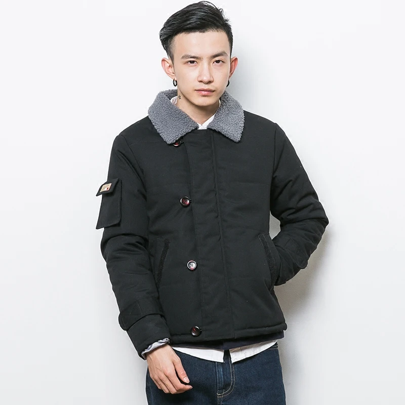 

The original winter youth male short winter coat color slim Mens cotton coat jacket lapel thickening male