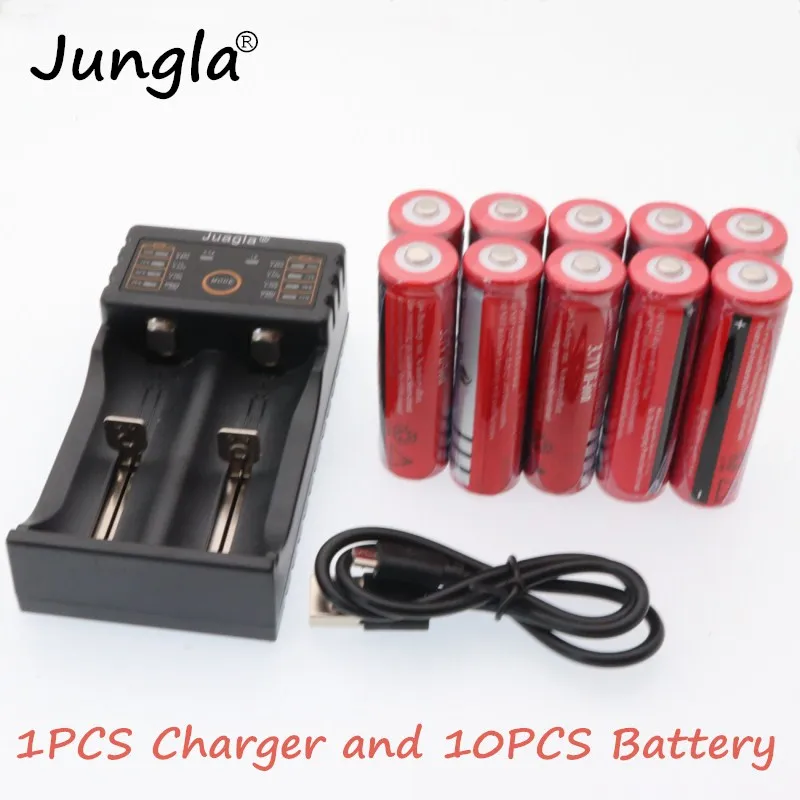 

New 3.7V 18650 Batteries 4200mAh Li-ion Rechargeable Battery For Flashlight+1PCS 18650 charger