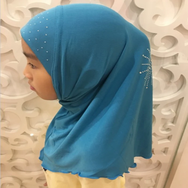H1388 красивые хиджаб детский исламский хиджаб шарф Мусульманский Хиджаб для девочки шарф