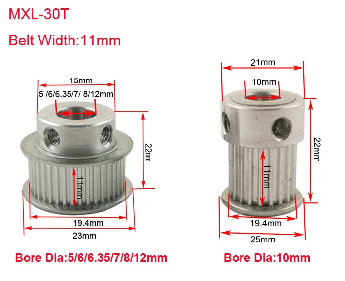 LUPULLEY 2 шт. по методу 30 т ремень ГРМ колеса шкива 5/6/8/10/12 мм диаметр 11 мм ремень Ширина ременный шкив используется на 3D-принтеры