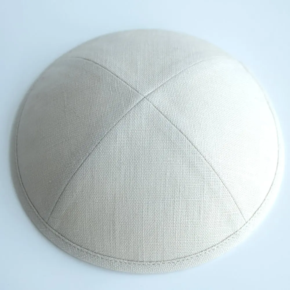 Beige Linen kippot Jewish Yarmulke Kippah Kippot 17cm skull caps for