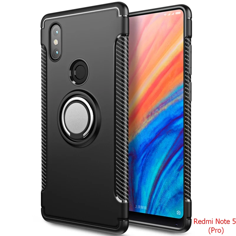 For Xiaomi Redmi 5 Plus Case Note 5 Pro Hybrid Silicone PC Rugged Armor Metal Finger Ring Holder Xiomi Xiaomi Redmi5 Phone Cover