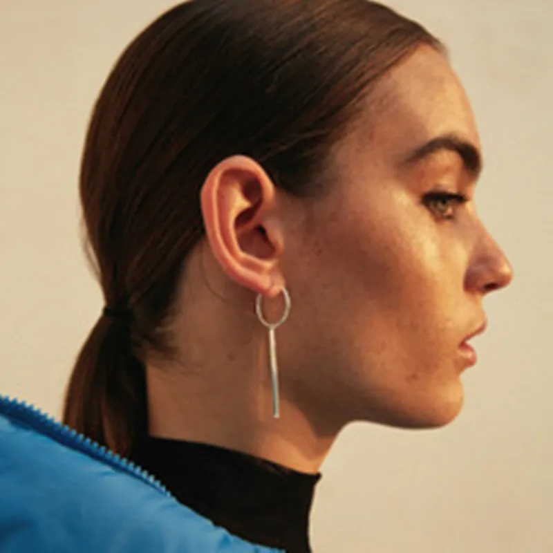 

Simple personality popular new European, American, Japanese and Korean geometric round bar women's earrings hipster