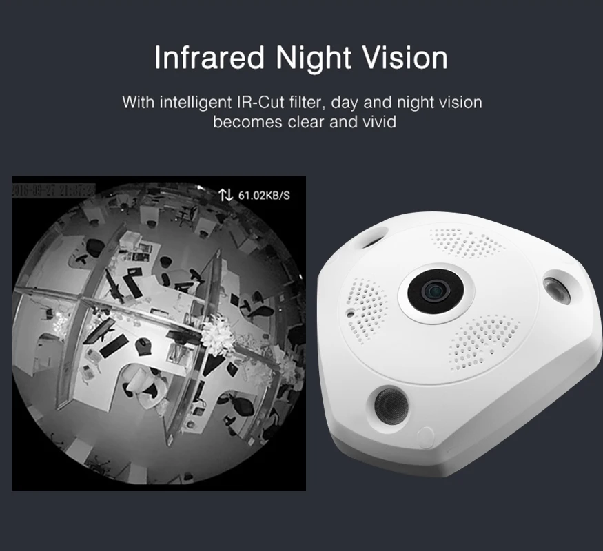 Lintratek Wireless Surveillance Panoramic Camera 360 Degree HD 960P Security IP Camera Fisheye Video Two way Audio Home Monitor Lintratek Wireless Surveillance Panoramic Camera 360 Degree HD 960P Security IP Camera Fisheye Video Two way Audio Home Monitor