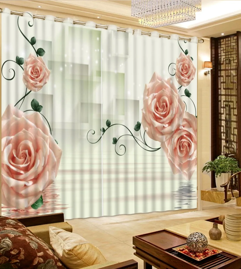 3d curtain Modern Home Custom curtains for living room modern pink