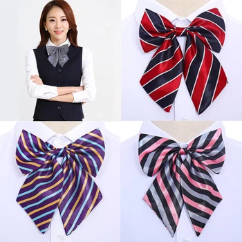 

Sale Women Cravat Stewardess Bow Ties Vintage Silk Striped Bowties Butterfly 2018 New Neck Wear Accessories