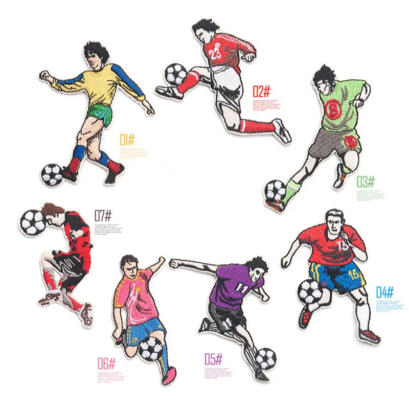 

Small Iron On Embroidery Patch DIY Clothing Sticker Football Player Sports Patches for Jacket Pants Bags and Shoes Accessories