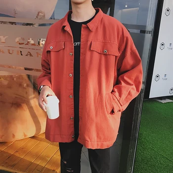 

2018 Spring And Summer New Men's Personality Temperament Long-sleeved Solid Color Simple Casual Denim Jacket Business Youth