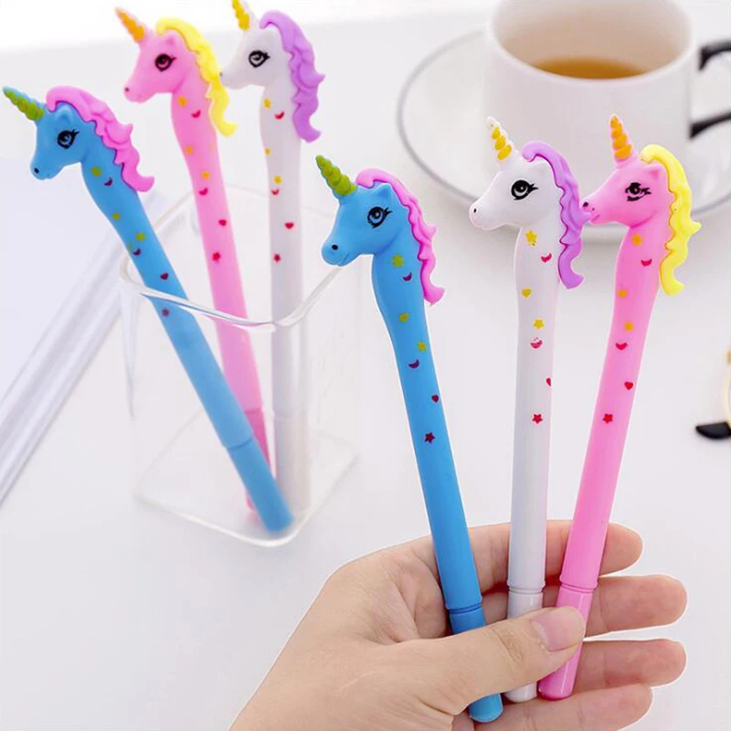 

Colored Dots Unicorn Shape Gel Pen DIY Office Stationery and School Supplies Smooth Writing Black and Blue Ink 0.5mm Pen 1PCS