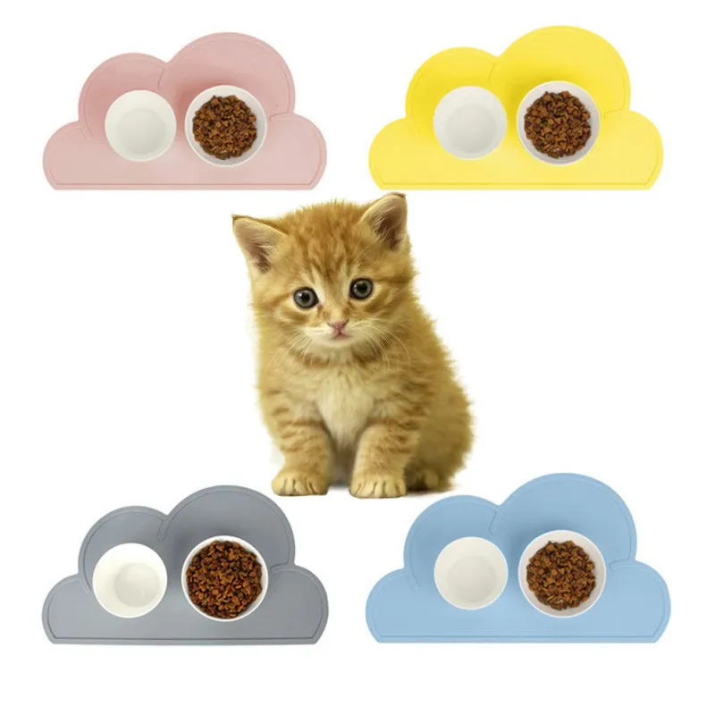 

Cute Pet Feeding Mat Dog Cat Cloud Shape Food Grade Silicone Reusable Food Pad Puppy Kitten Feeder Bowl Placemat Supplies