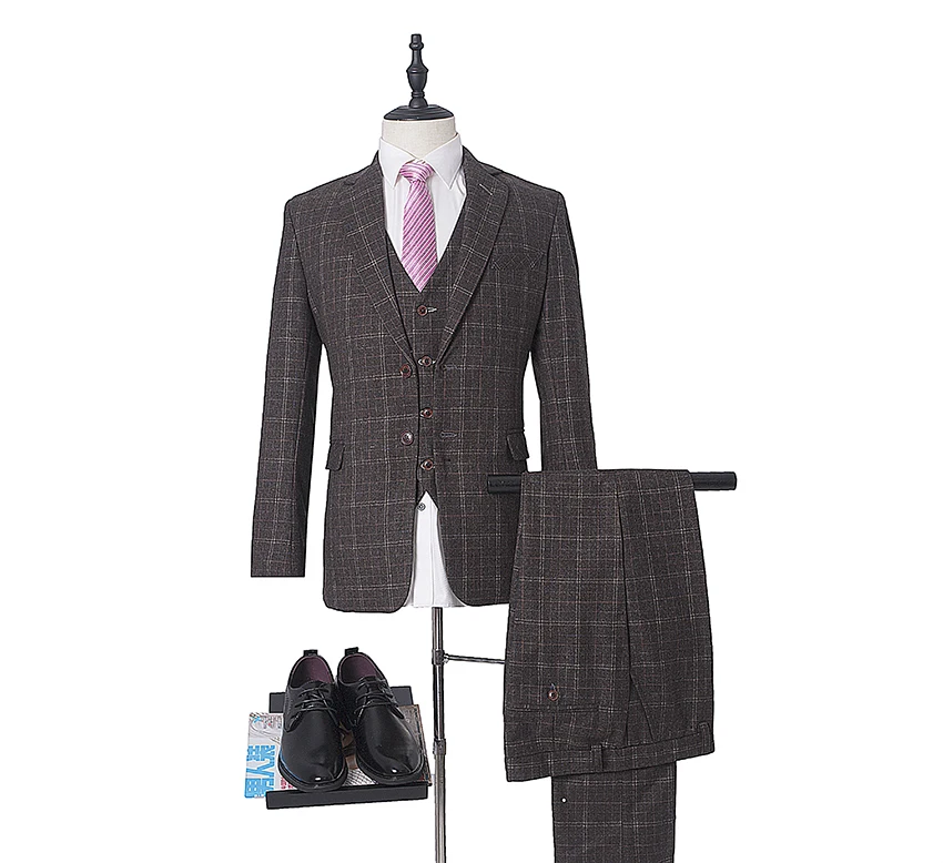 

2020 Bespoke Men's Suits Jacket Vest Wedding Groom High quality 3 Pieces (Jacket+Vest+Pants) Slim Fit Formal Tuxedos Suits Male