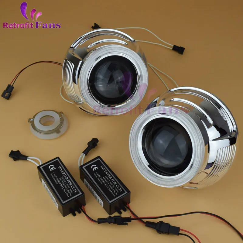 2.5 '𧳏L Angel Eyes Halo HID Би ксенон Объектив Проектора Фар Ксеноновые Фары Линзы