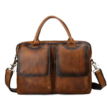 

Vintage Male Genuine Leather Briefcase Bag Men Big Handbags High Quality Natural Leather Tote Bag Men Messenger Shoulder Bags