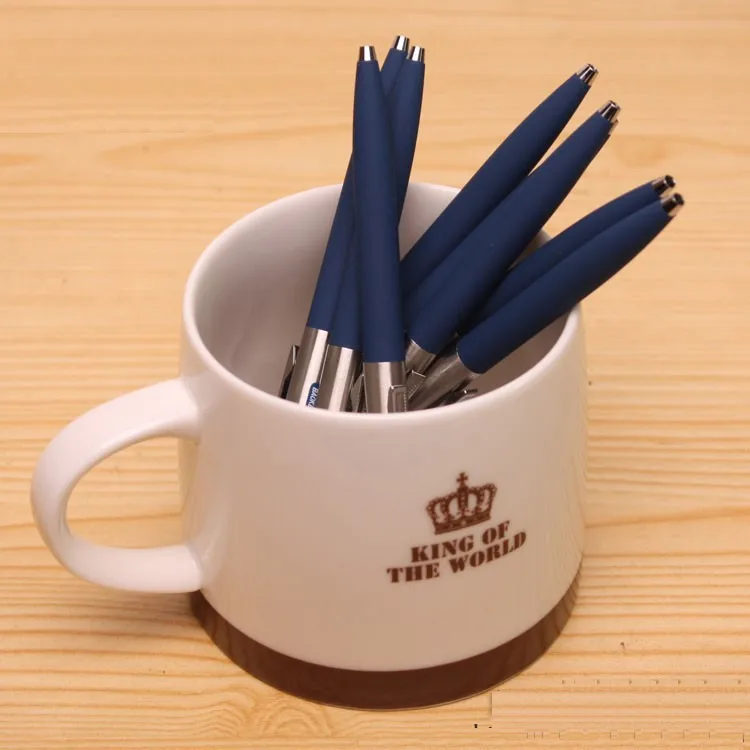 HOT 2 PCS Ballpoint pen Blue ink 1.0mm/0.7mm metal ball point pen Office School Supplies Writing Supplies Ballpoint Pens