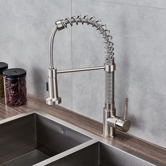 Commercial Kitchen Faucet Pull Down Spray Head Mixer Water Taps 360