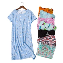 Сексуальная летняя женская ночная рубашка, домашнее платье размера плюс, свободный короткий рукав, хлопок, пижама, ночная одежда, женские ночные рубашки