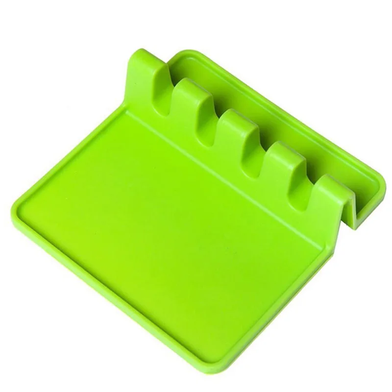 Лопатка для кастрюль, держатель крышки, силиконовая крышка для стойки, ложка, лопатка, дуршлаг, подставка для отдыха, кухонный органайзер для хранения, посуда - Цвет: Green