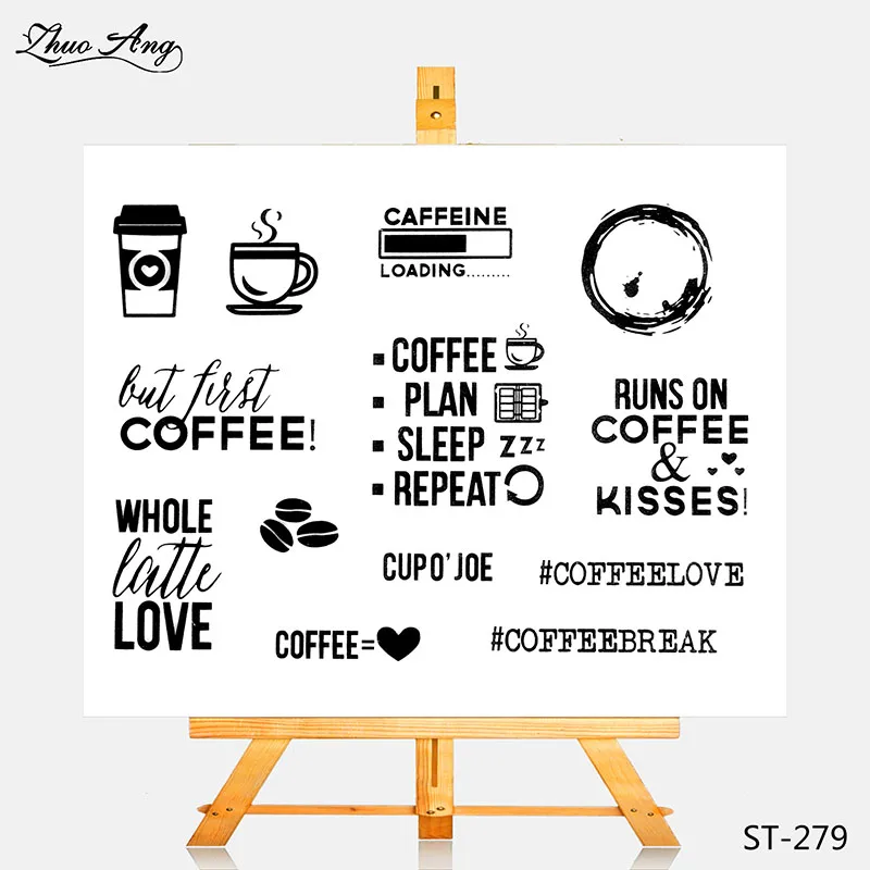 

ZhuoAng Transparent Clear Stamp Beautiful Coffee Cup Seal for DIY Scrapbooking Photo Album Card Making DIY Decoration Supply