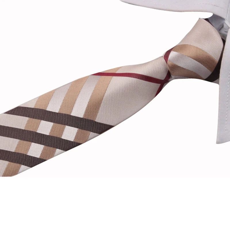 new 2016 fashion men necktie neck tie champagne Patriotic font b Tartan b font Plaid Skinny