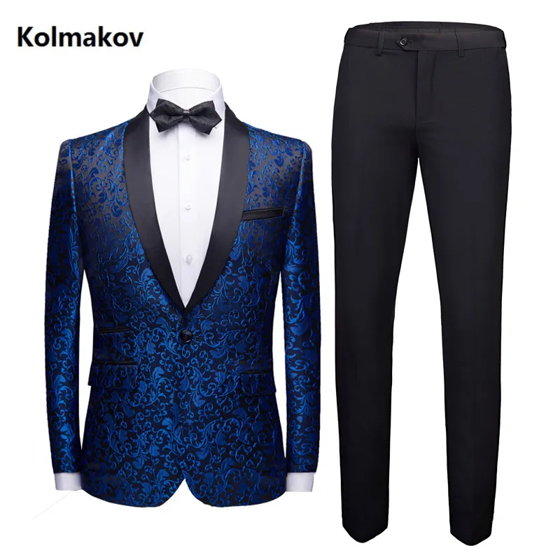 

(Jacket +Pants) 2019 spring new style High quality Men fashion casual business suits Men's Embroidery suits wedding dress suit m