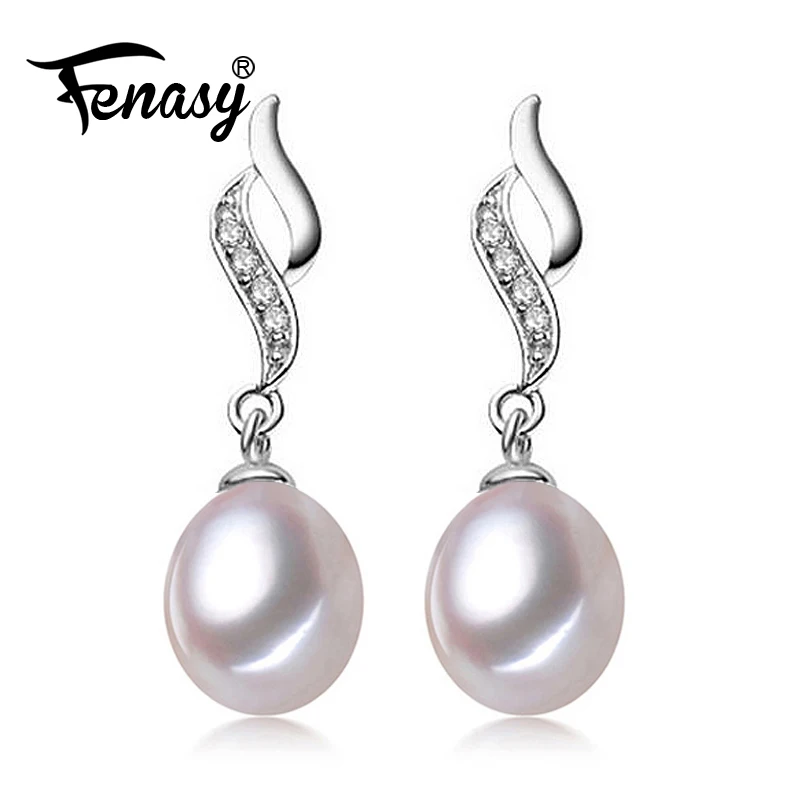 

FENASY Fine Pearl Jewelry,Natural Pearl with 925 Silver sterling silver,Pearl Stud Earrings for women,charms silver 925 original