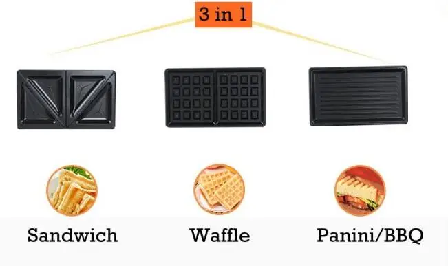 220 В многофункциональная электрическая мини гайка вафельница сэндвич мейкер Panini барбекю гриль машина 3 в 1 для завтрака торт мейкер