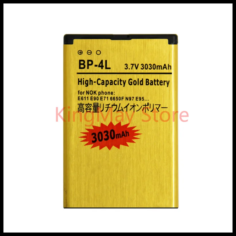 Высокая Ёмкость золото Батарея акумуляторная батарея BP-4L BP4L мобильного телефона Батарея для NOKIA N97 E61i E63 E90 E95 E71 6650F N810 E72 Батарея