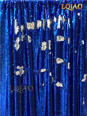 Двусторонний тканевый фон с русалочкой и двойными цветными блестками 8ftx8ft вечерние свадебные фоны для фотосъемки, шторы с блестками - Цвет: Royal Blue-Silver