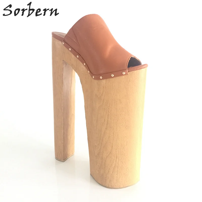 Sorbern/коричневая обувь из искусственной кожи; женская обувь на массивном каблуке и платформе; Летние босоножки на высоком каблуке; разные цвета; размеры EU34-46