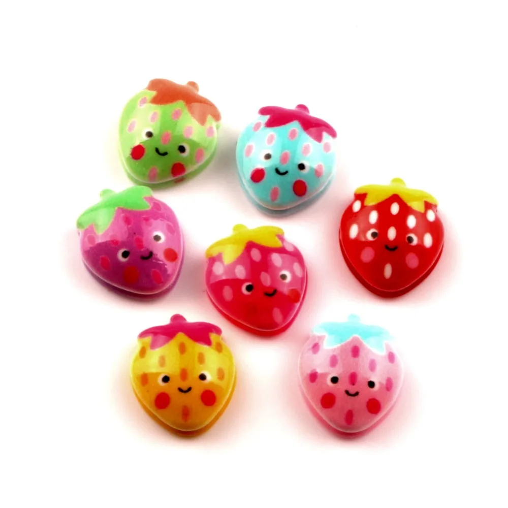 

50Pcs Mixed Resin Strawberry Smile Decoration Crafts Beads Flatback Cabochon Scrapbooking For Embellishments Diy Accessories