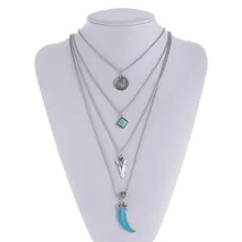 New Hot Sexy Multi Layer Chain Necklace Geometric Triangle Three Layered Chain Initial Necklace Woman Sale