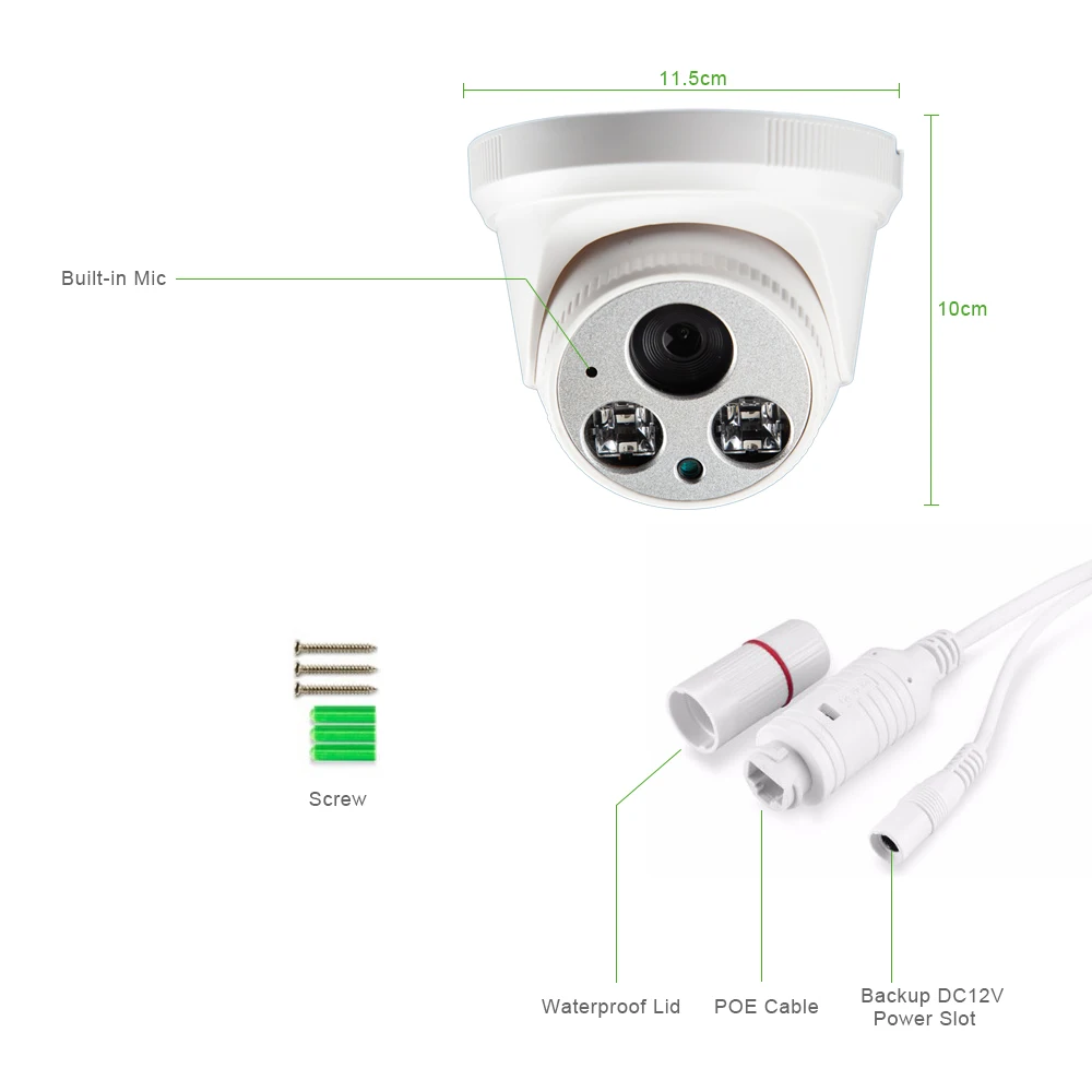 G. Мастер аудио 5MP POE Full-HD IP Камера купол инфракрасный Ночное видение CCTV видеонаблюдение Безопасность P2P пульт дистанционного управления