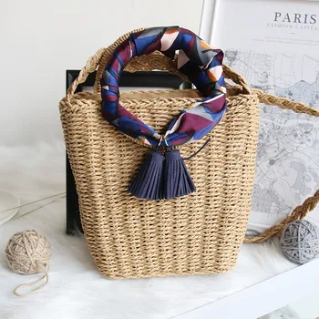 

Summer Ladies Elegant Rattan Straw Crossbody Woven Straw Beach Boho Square Handbag Bags