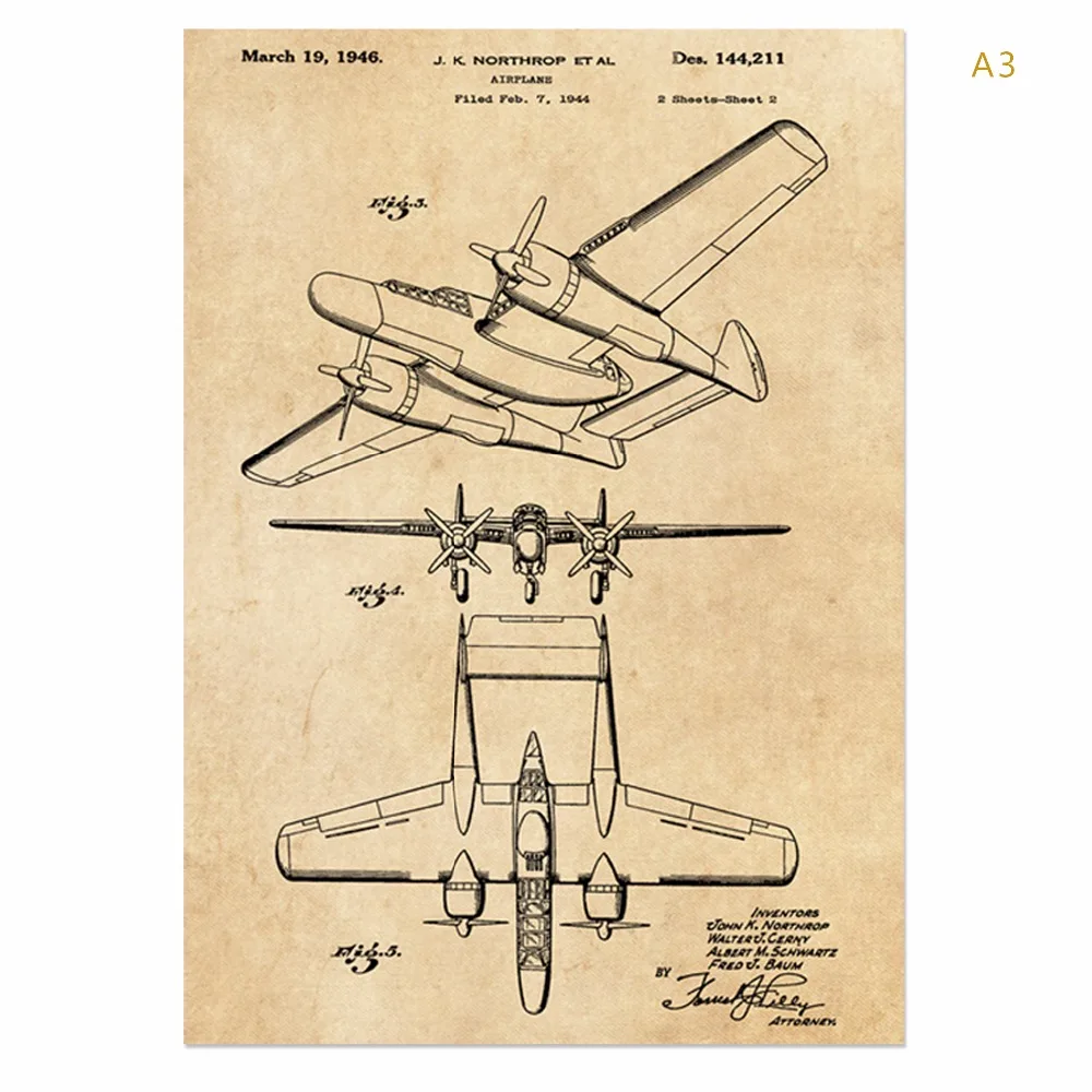 Винтажный запатентованный арт G2 Второй мировой войны самолет постер наборы 5 в 1 самолет детский самолет стены искусства классический самолет
