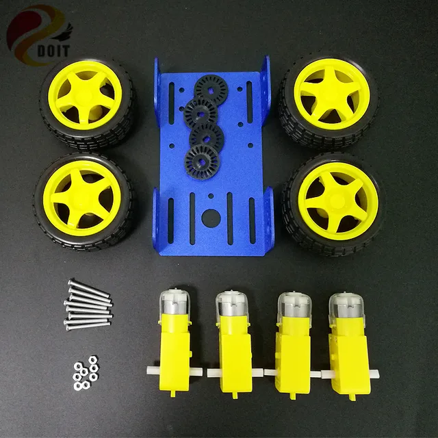 DOIT C101 4wd Smart Robot Car Kit with 4pcs TT motor, 65mm Rubber Wheel, 2mm Aluminum Chassis for DIY Robot Graduation Project