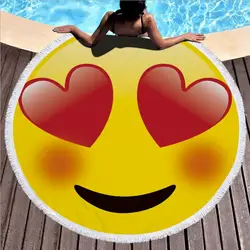 3D модные Multiform Улыбка Emoji круглый пляжное Полотенца микрофибры с Ленточки милые современные большие пляжные Полотенца s салфетку De Plage