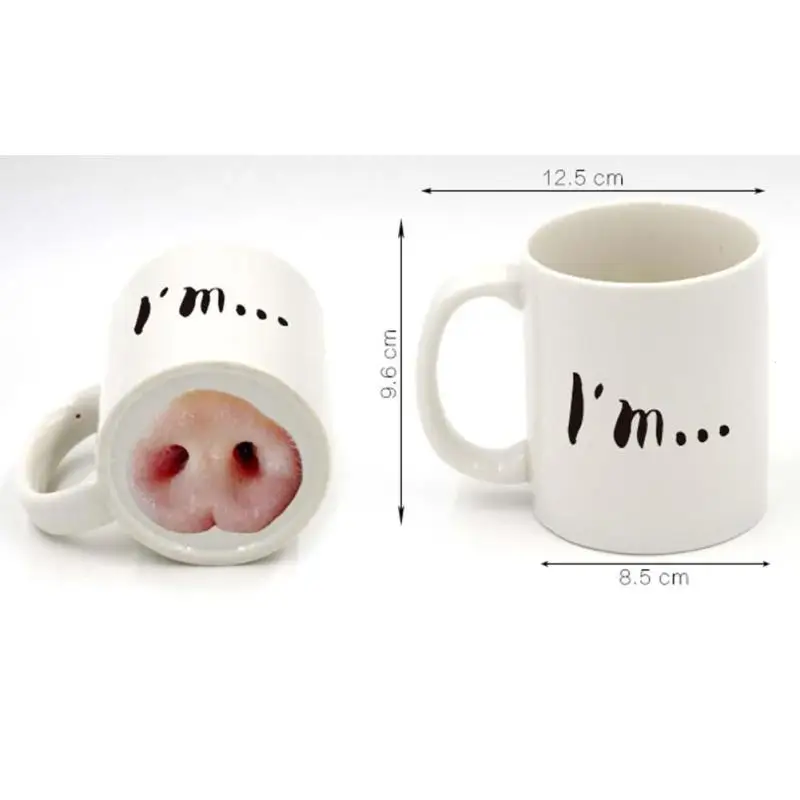 

HOT Funny Dog Pig Nose Mug Cup Creative Ceramic Mark Beverage Laugh Tea Coffee Cups