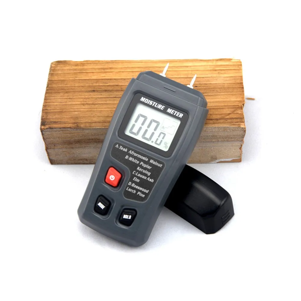 ЖК-дисплей 0-99.9% 2 шпильки древесной промышленности Цифровой Измеритель влажности тестер древесины влажной детектор проводимости