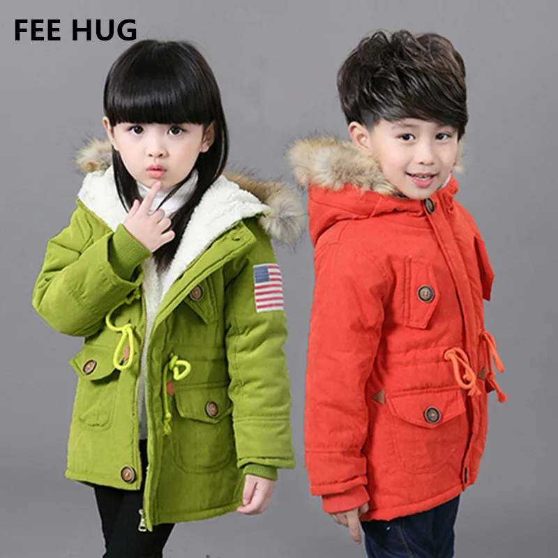 Buy FEE HUG Children Coats Boys Jakcets Girls Cotton Padded Coats Kids USA flag