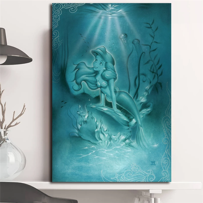 

Ariel The Little Mermaid Wall Art Canvas Posters Prints Painting Wall Pictures For Office Bedroom Modern Home Decor Framework HD