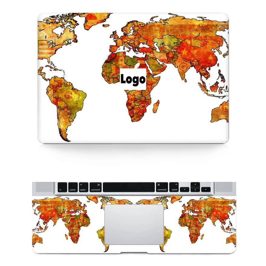 YCSTICKER Laptop Skin Top&Wrist Pad World Map Painting Sticker Vinyl Decal For Macbook Air