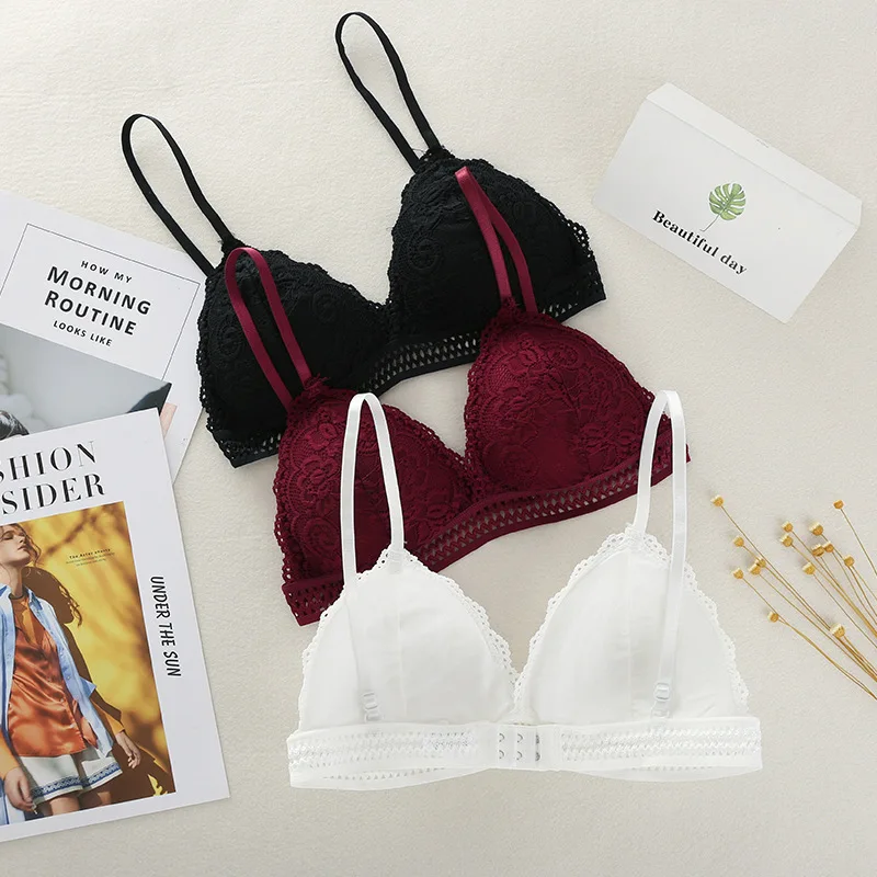 Новая мода Французский Стиль Bralette Бесшовные Глубокий V кружева девушка Для женщин бюстгальтер Беспроводной тонкий нижнее белье