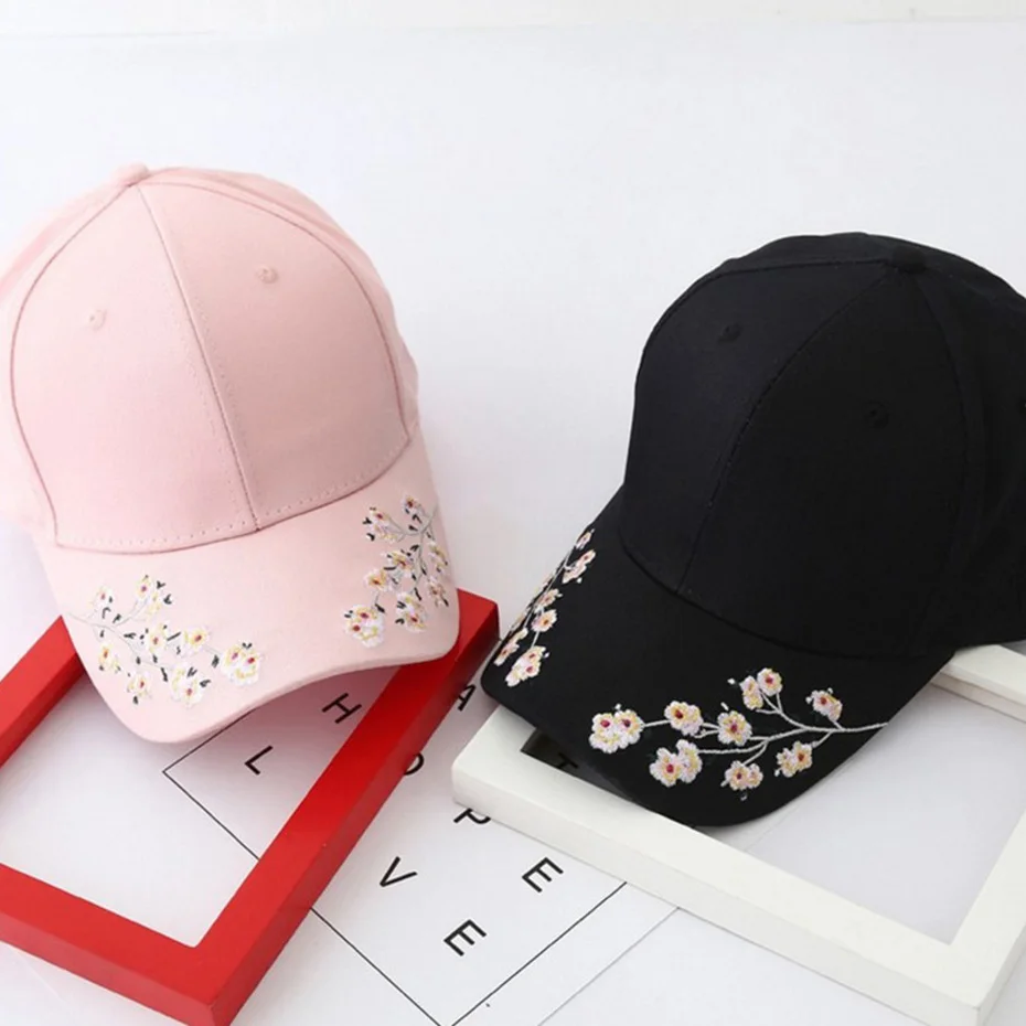 Plum Blossom Embroidery Baseball Caps Men Women Fashion Cotton Casual