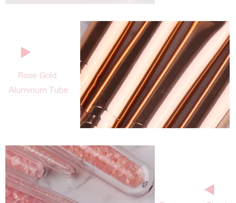 ZOREYA 8 шт. розовый кристалл кисти для макияжа с супер мягкий синтетический Фонд волос румяна корректор макияж бровей кисти комплект