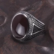 Настоящее чистое мужское серебряное кольцо s925 Ретро винтажное большое турецкое кольцо для мужчин с цветными камнями турецкие ювелирные изделия Анель Masculino