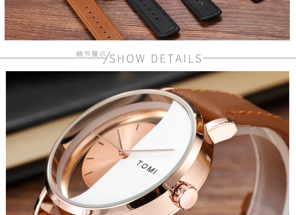 Translucent Unisex Quartz Watch Waterproof Leather Wristwatch Round Square Dials Watches Ultra Thin Minimalist Relogio Masculino