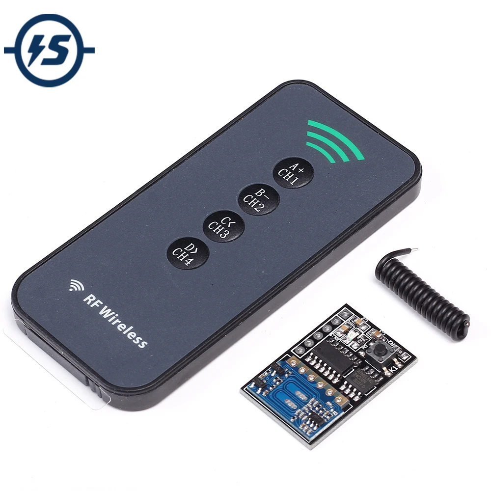 

Electronic Diy Kit 4-Key Remote Control + 433MHz 4-Channel Wireless Receiver Module 4.5-5.5V 3mA 15-50m