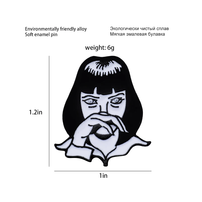 Миа Уоллес эмалированная булавка на заказ брошь сумка Одежда нагрудная булавка панк девушка чёртов значок целлюлоза фантастика фильм ролевые ювелирные изделия подарок