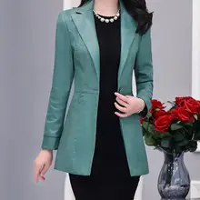 M-4XL, хит, Весенняя новинка, женская мода, для отдыха, кожа, культивирует свою мораль, длинное пальто из искусственной кожи среднего возраста